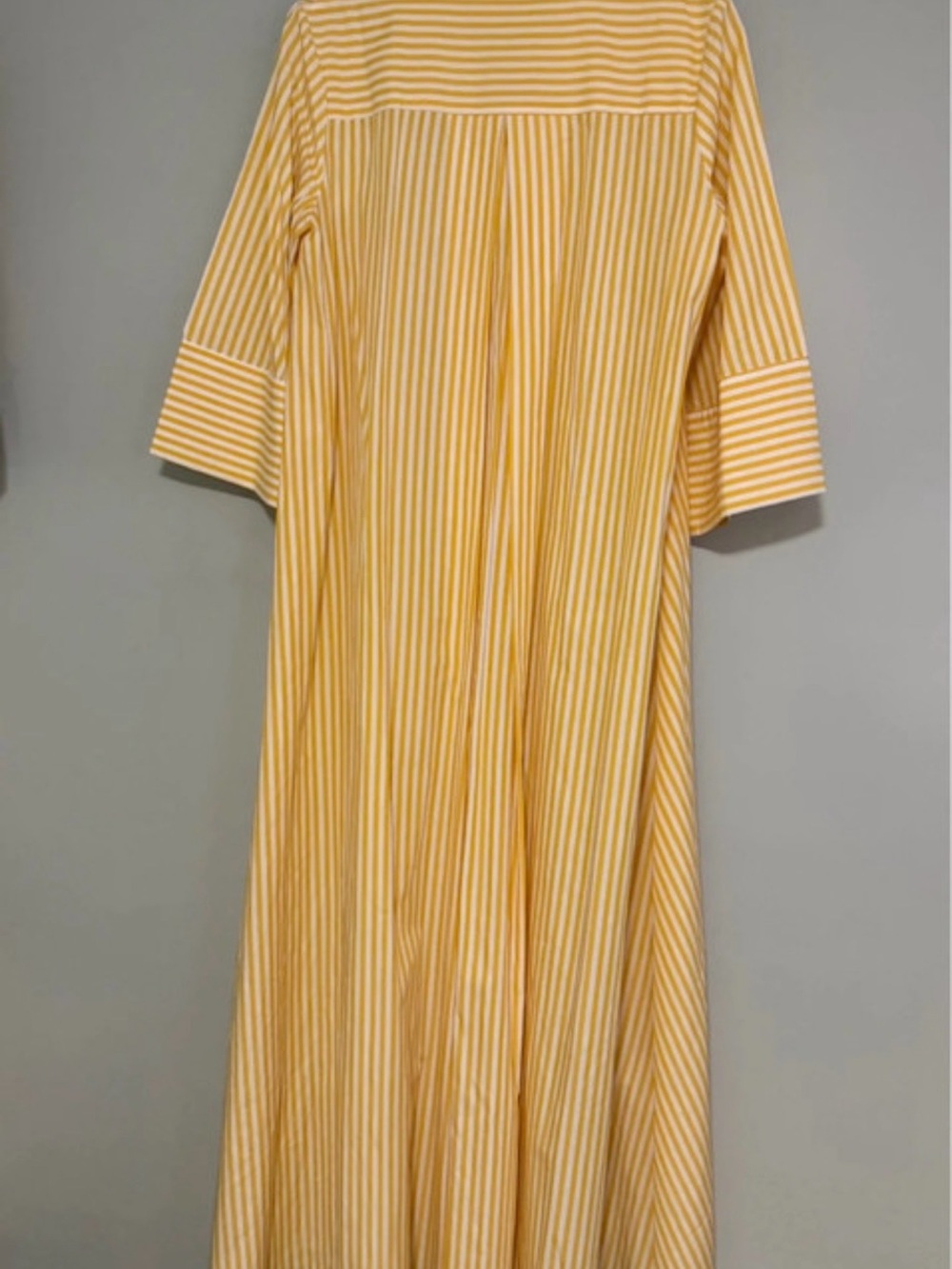 Yellow Striped Maxi Shirt Dress with Button Placket - Picture 2 of 3